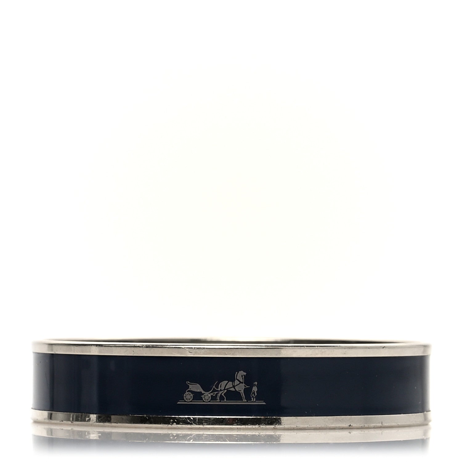 Hermes Enamel Printed Narrow Caleche Bracelet 65 Black 1 of 5