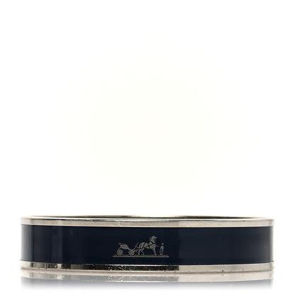 Hermes Enamel Printed Narrow Caleche Bracelet 65 Black 1 of 5