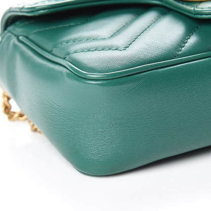 Gucci Calfskin Matelasse Super Mini GG Marmont Shoulder Bag Emerald Green 8 of 10