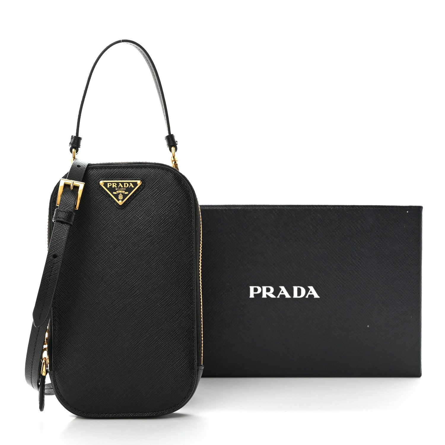Prada Saffiano Mini Crossbody Bag Black 16 of 16