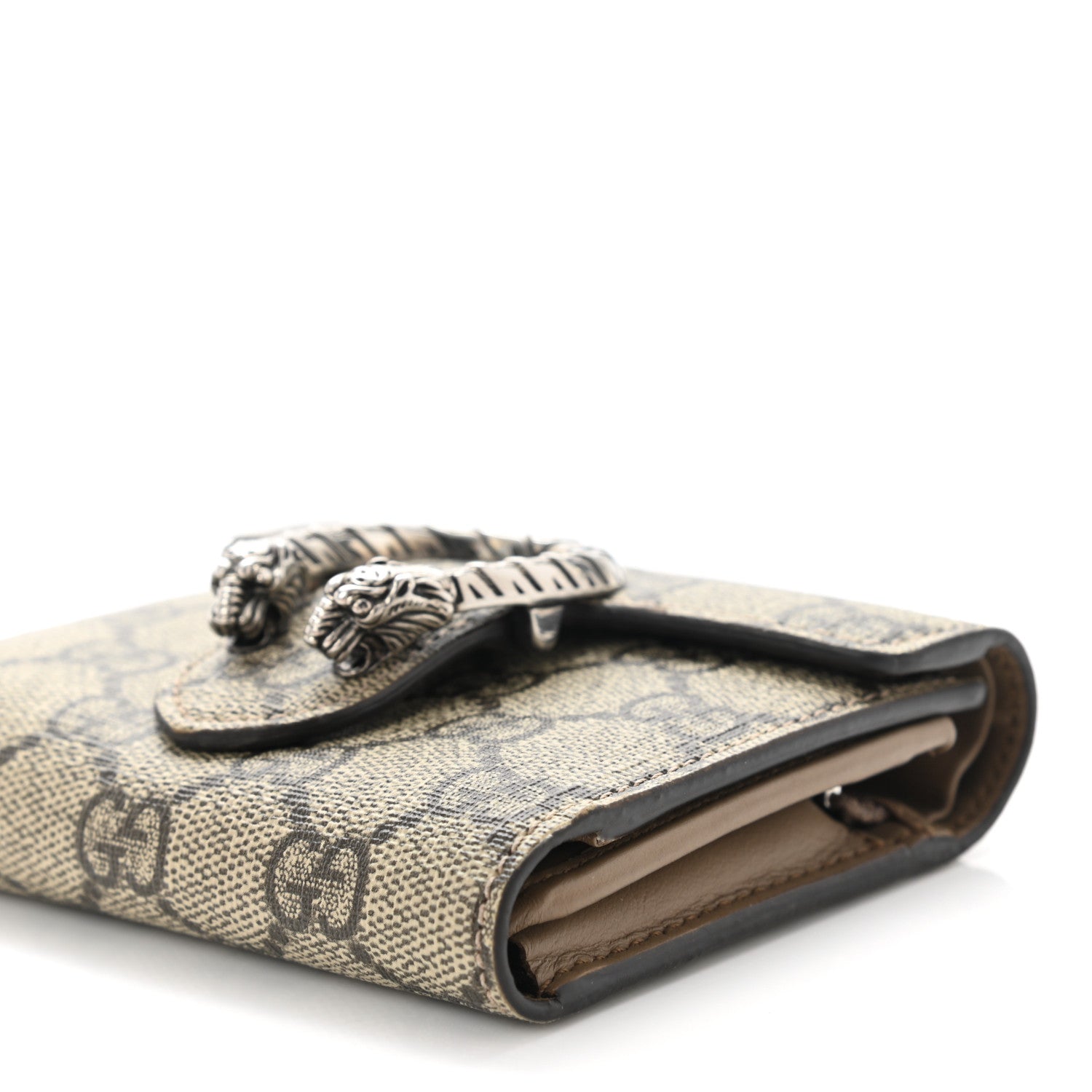 Gucci GG Supreme Monogram Dionysus Card Case Wallet Beige Taupe 10 of 11