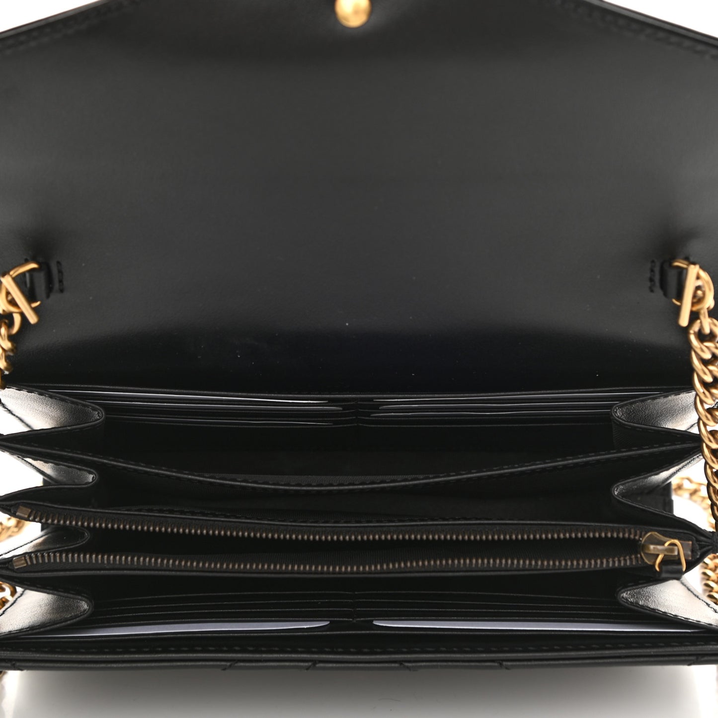 Calfskin Matelasse GG Marmont Chain Wallet Black