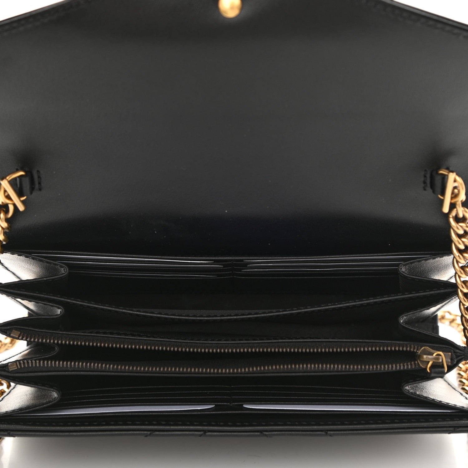 Gucci Calfskin Matelasse GG Marmont Chain Wallet Black 6 of 9