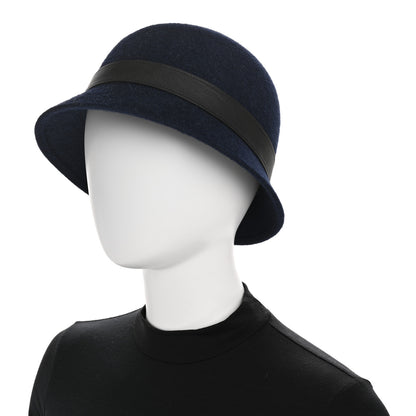 Hermes Rabbit Felt Calfskin Paris Hat 58 Marine Black 2 of 9