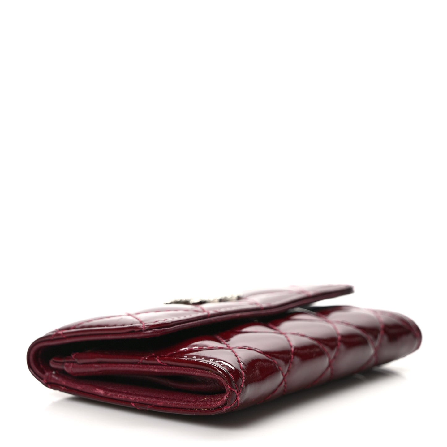 Patent Brilliant Flap Card Holder Burgundy