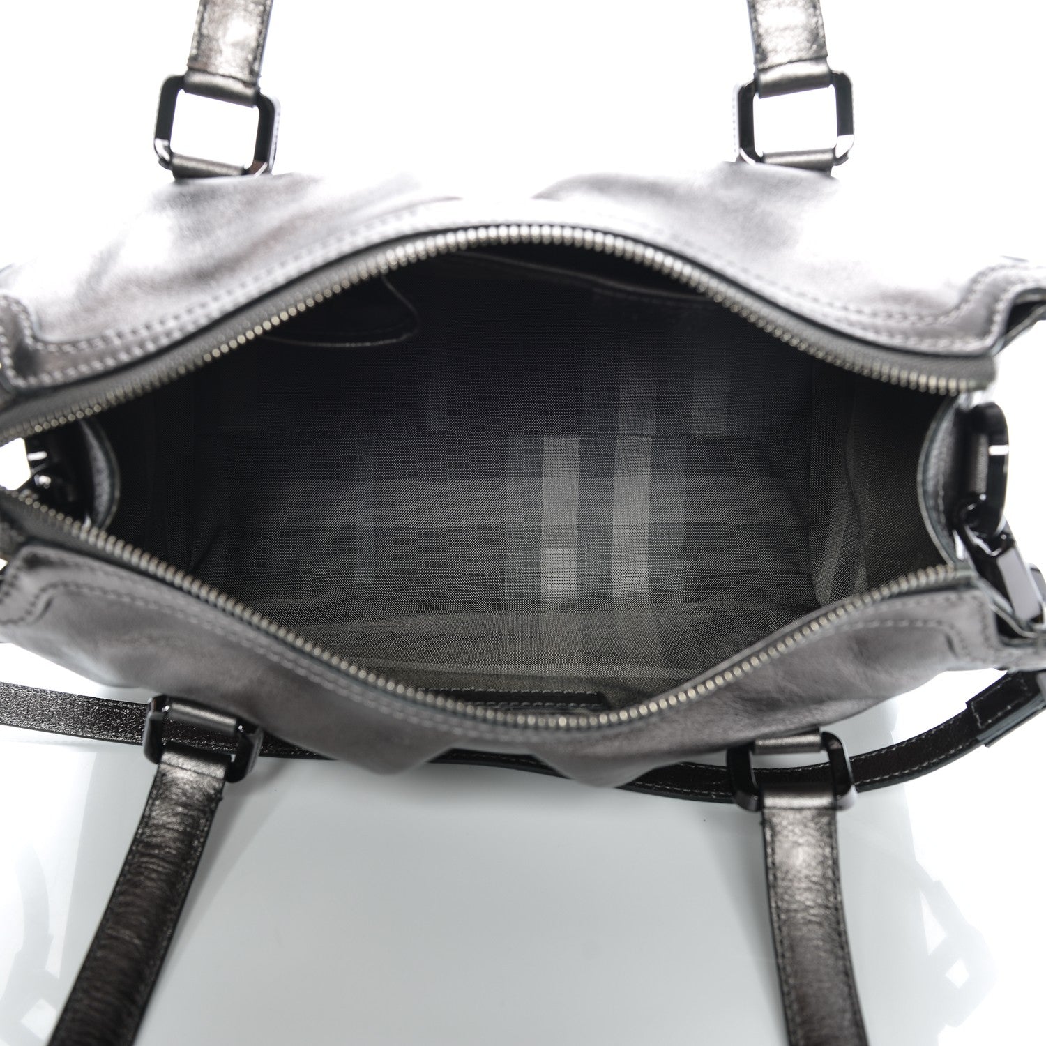 Burberry Metallic Calfskin Small Pilgrim Bowling Bag Anthracite 5 of 8