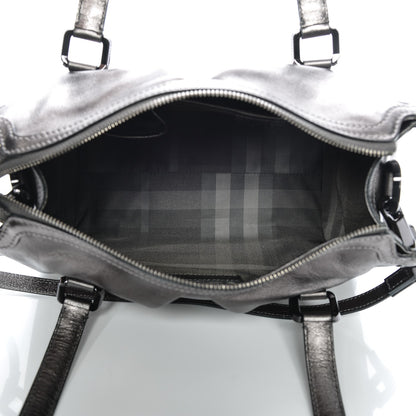 Burberry Metallic Calfskin Small Pilgrim Bowling Bag Anthracite 5 of 8