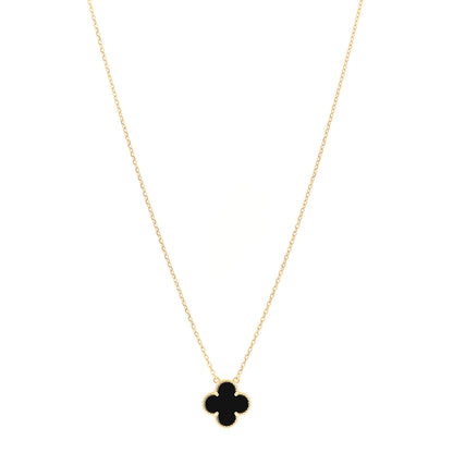 Van Cleef & Arpels 18K Yellow Gold Black Onyx Vintage Alhambra Pendant Necklace 1 of 6
