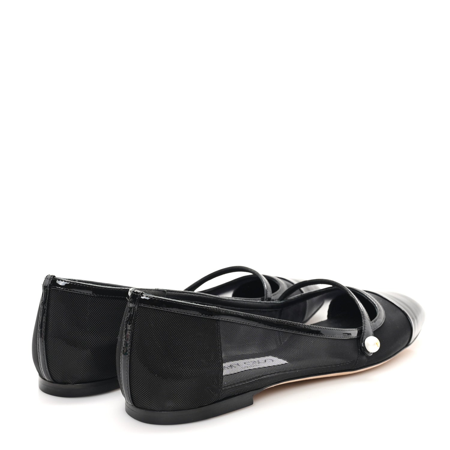 Jimmy Choo Patent Mesh Elisa Flats 39 Black 5 of 9