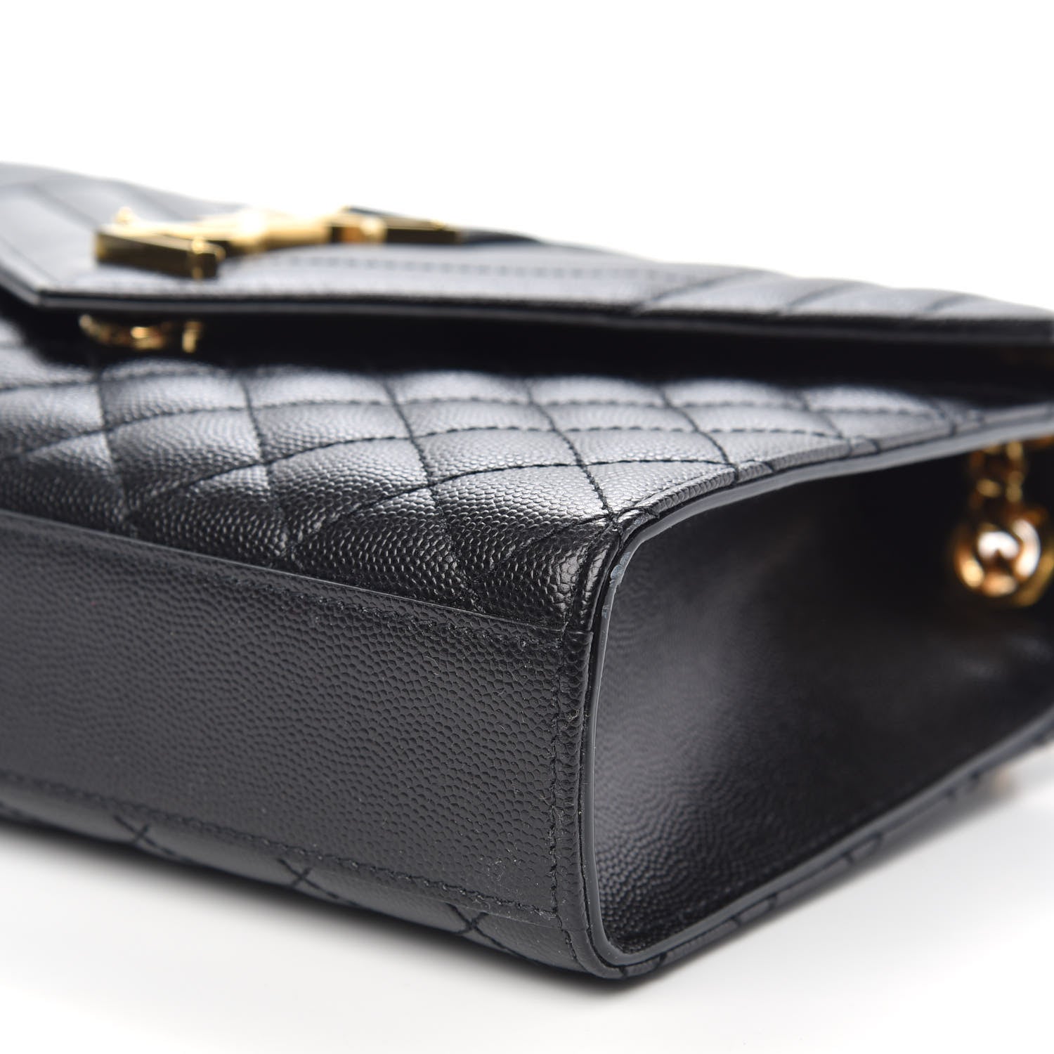 Saint Laurent Grain De Poudre Textured Mixed Matelasse Triquilt Medium Monogram Satchel Black 9 of 9