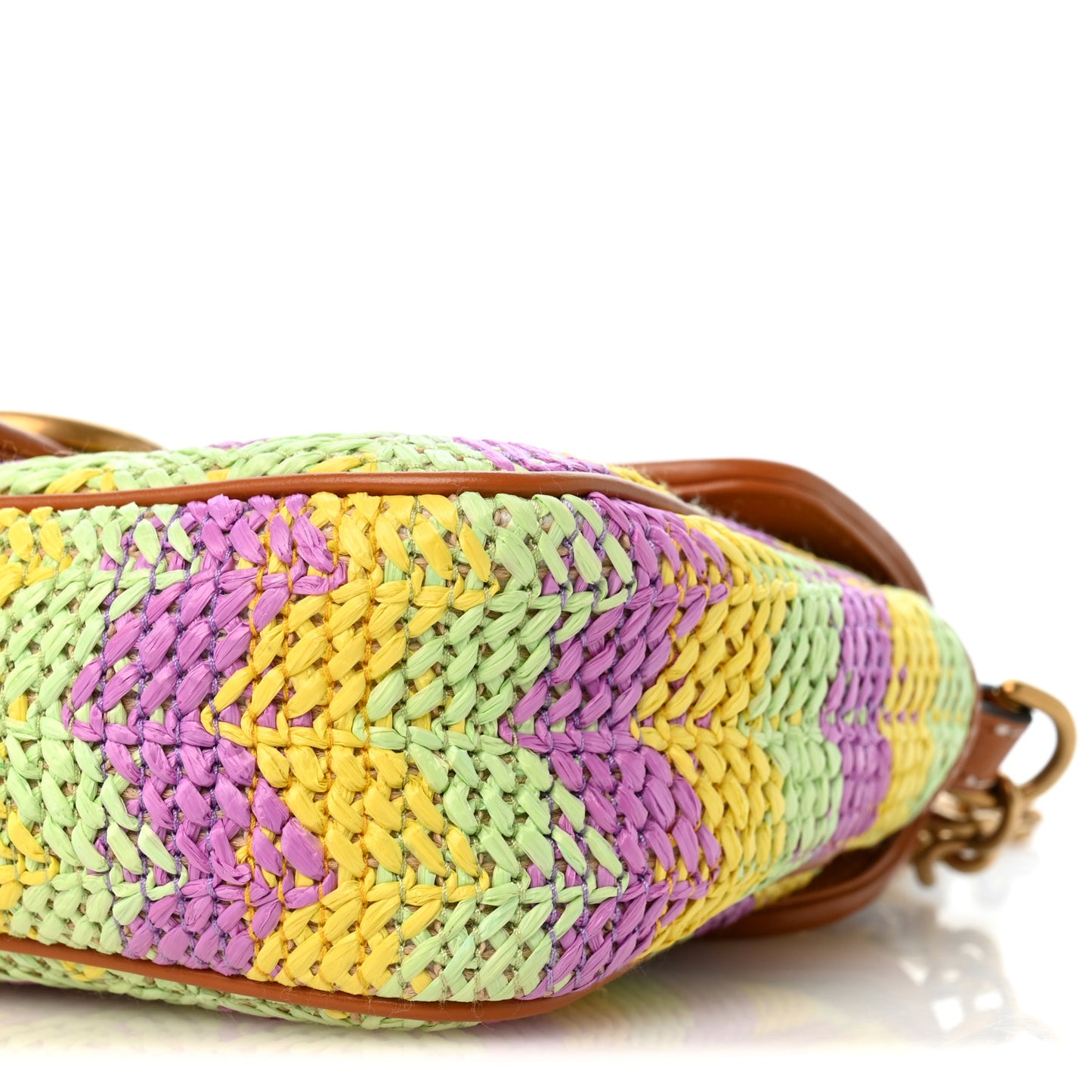 Calfskin Raffia Woven Small GG Marmont Shoulder Bag Multicolor