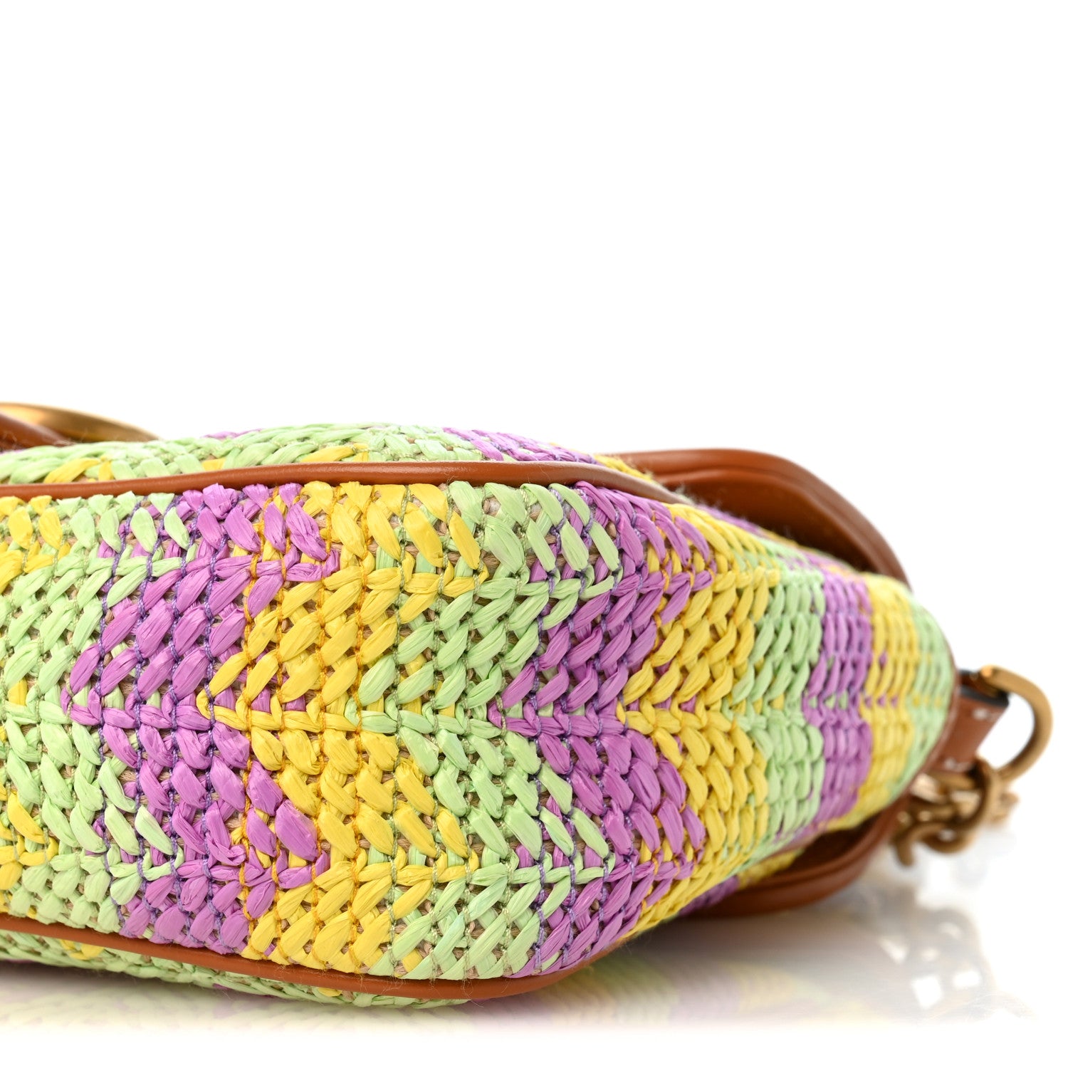 Gucci Calfskin Raffia Woven Small GG Marmont Shoulder Bag Multicolor 9 of 9