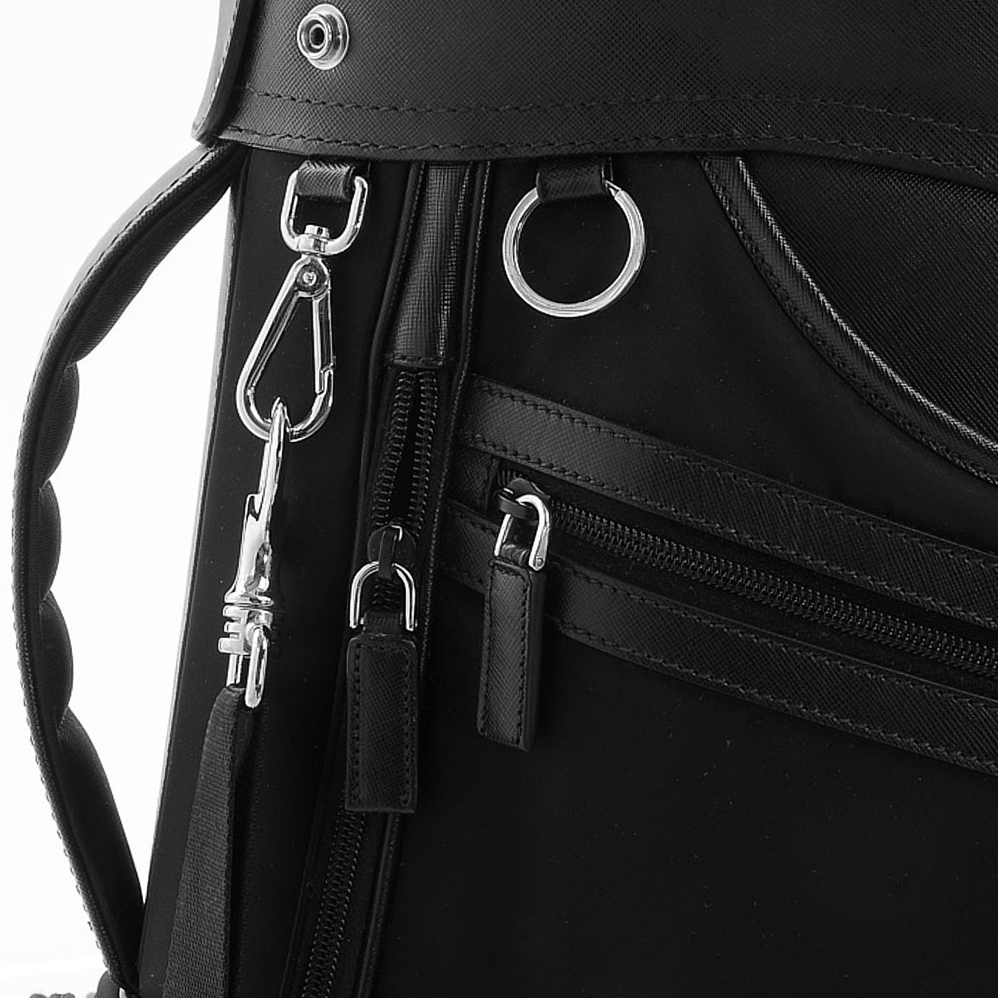 Tessuto Nylon Saffiano Mens Golf Bag Nero Black