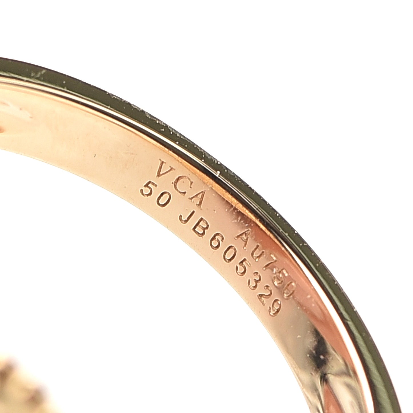 18K Rose Gold Guilloche Vintage Alhambra Ring 50 5.25