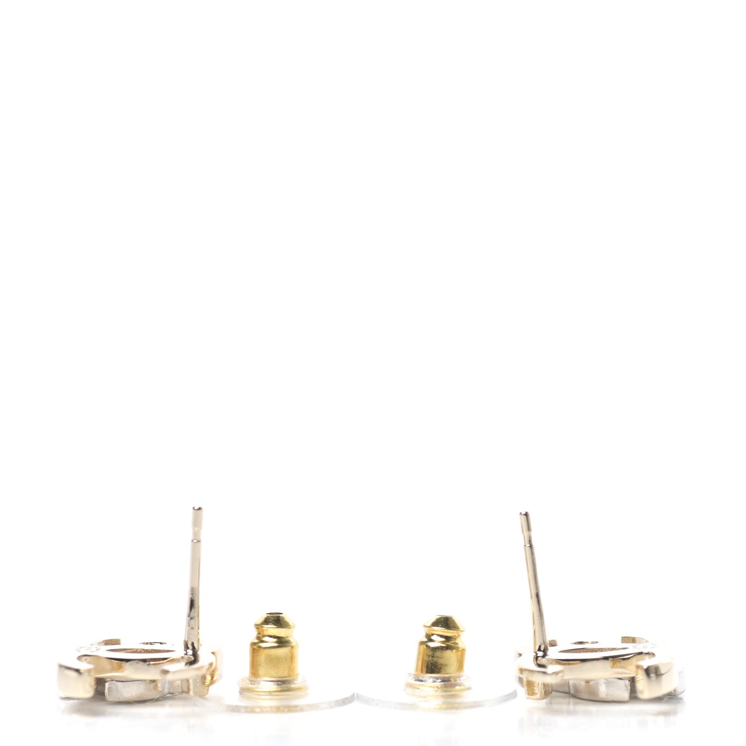Chanel Crystal Double CC Earrings Gold Silver 3 of 4