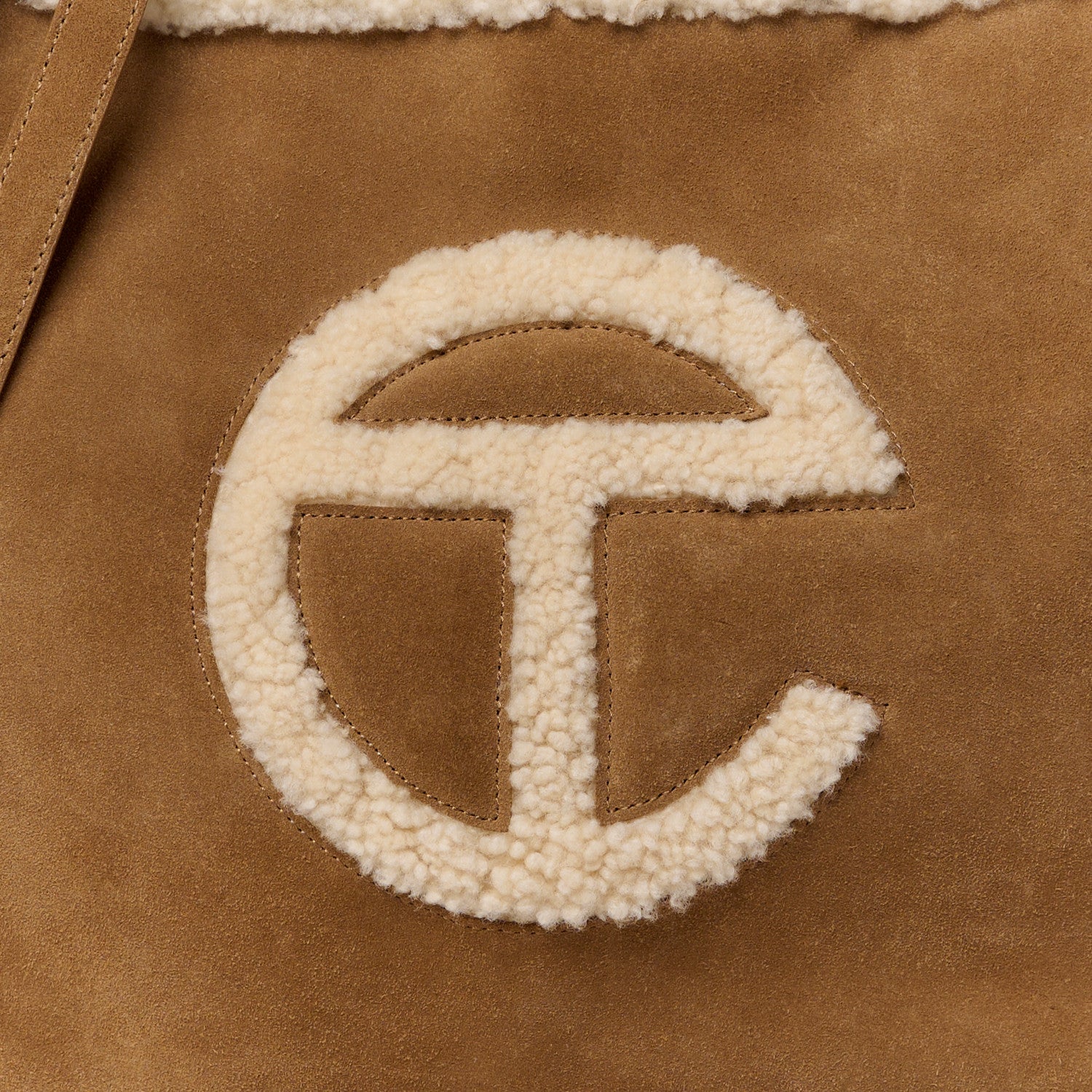 Telfar X UGG Suede Shearling Medium Shopping Bag Chestnut 9 of 12