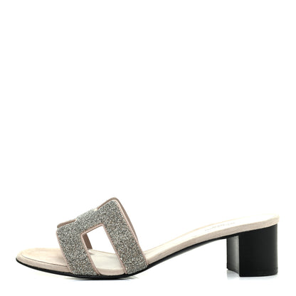Hermes Suede Goatskin Crystal Oasis Sandals 38 1 of 11