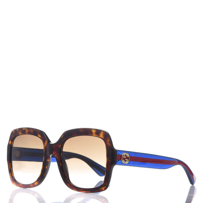 Gucci Oversize Square Web GG 0036S Sunglasses Tortoise 1 of 9