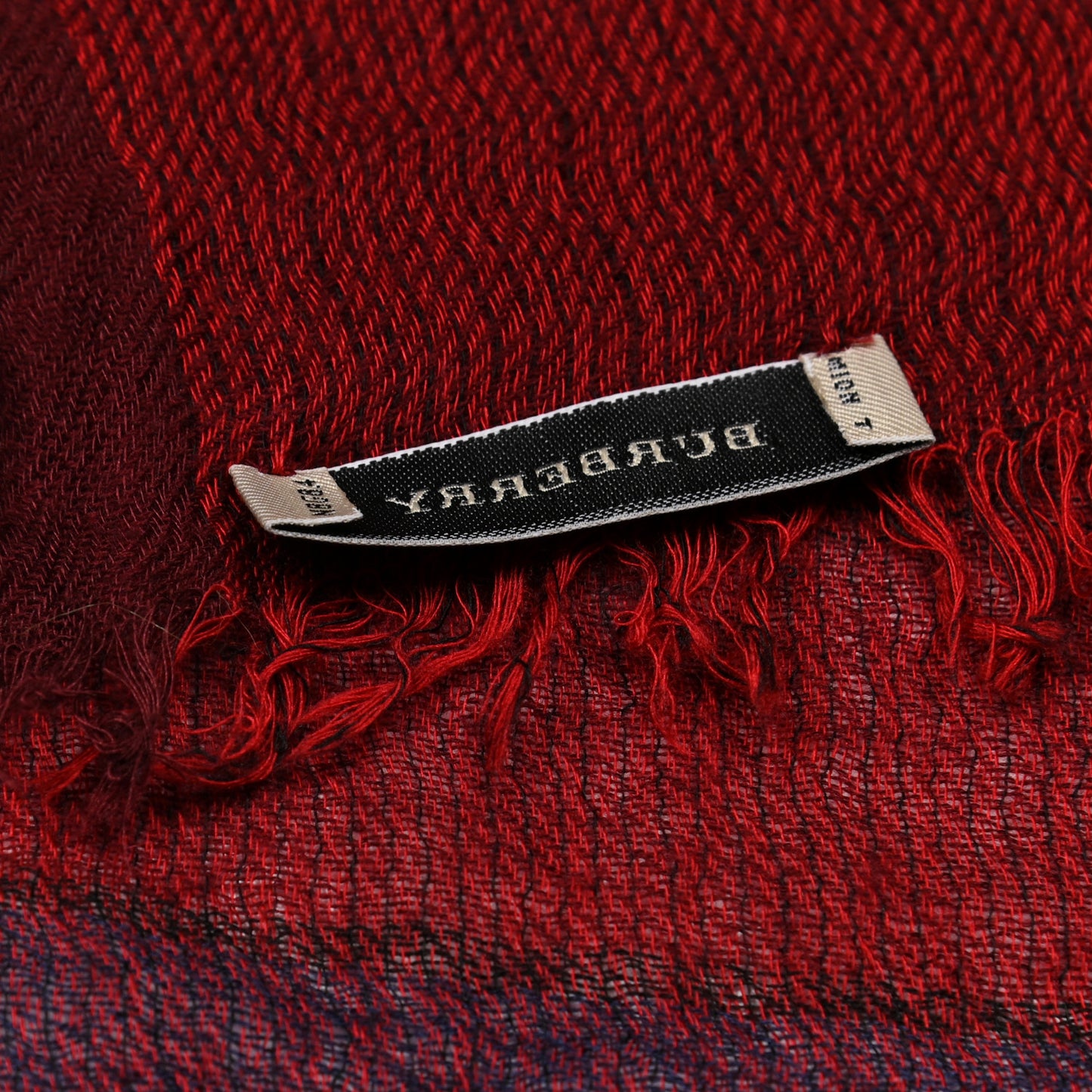 Wool Silk Gauze Giant Check Scarf Red