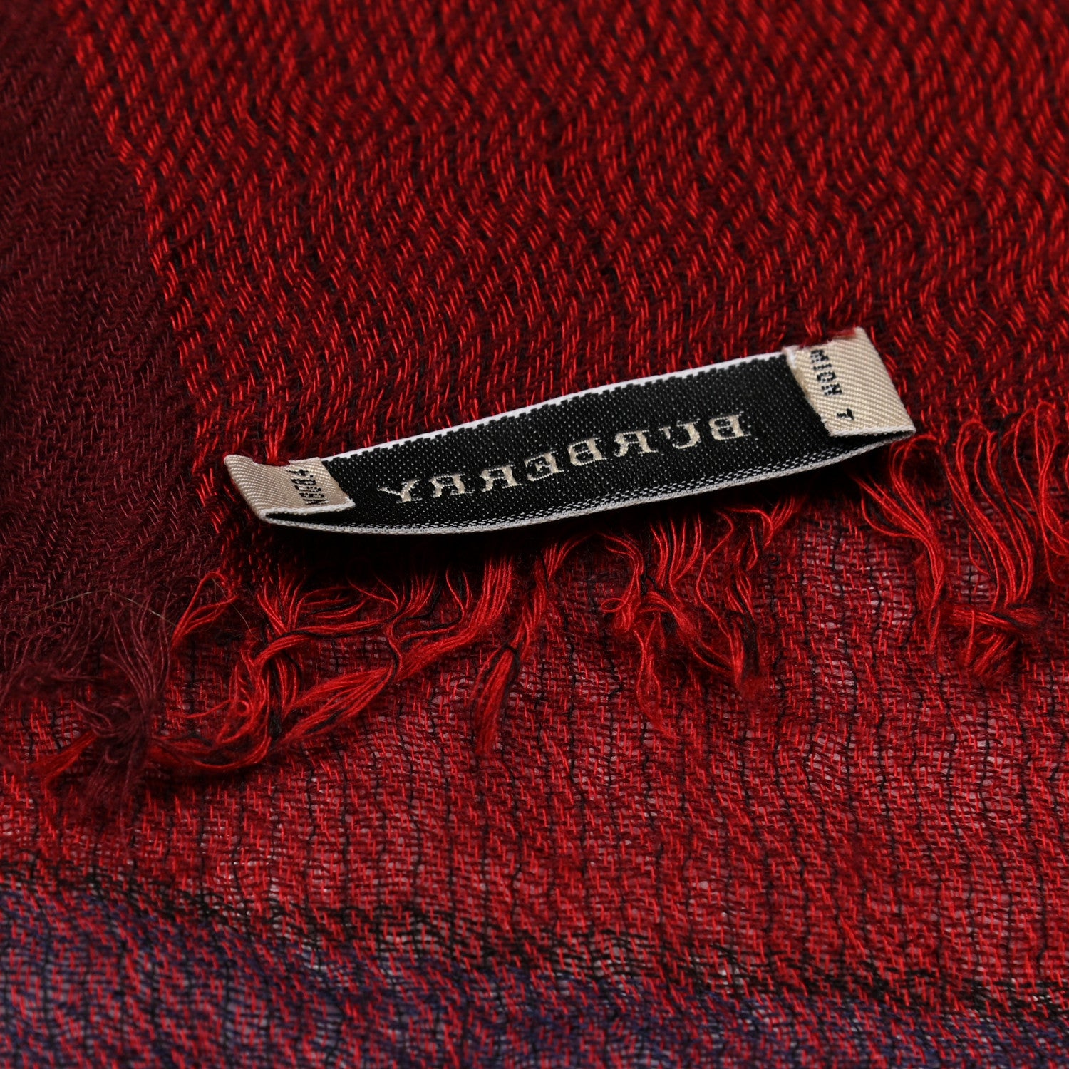 Burberry Wool Silk Gauze Giant Check Scarf Red 3 of 5