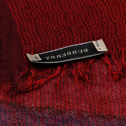 Burberry Wool Silk Gauze Giant Check Scarf Red 3 of 5