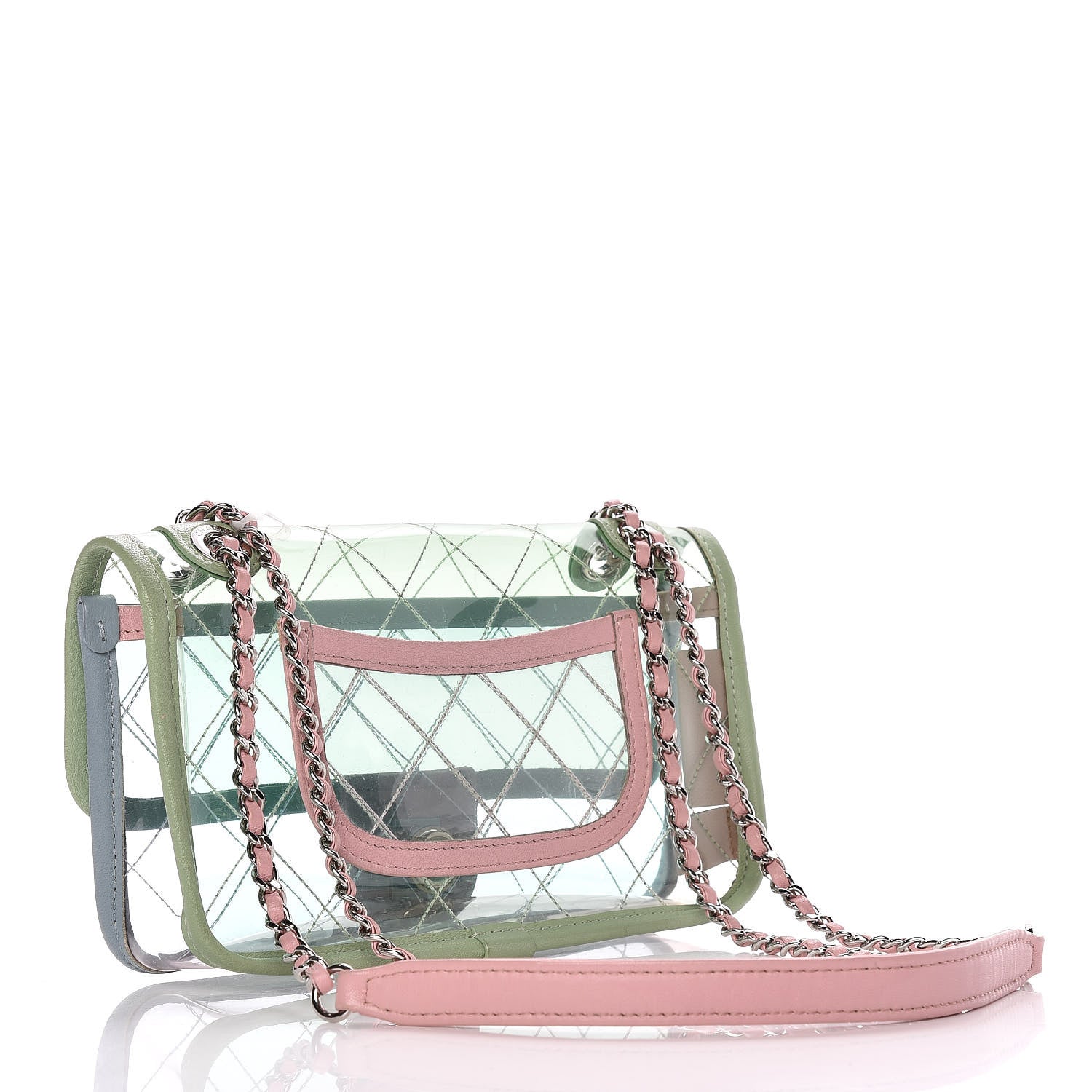 Chanel Lambskin PVC Quilted Mini Coco Splash Flap Blue Green 4 of 11