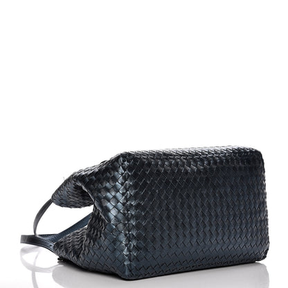 Bottega Veneta Metallic Grosgrain Intrecciato Medium A Shape Seamless Tote Blue 4 of 9