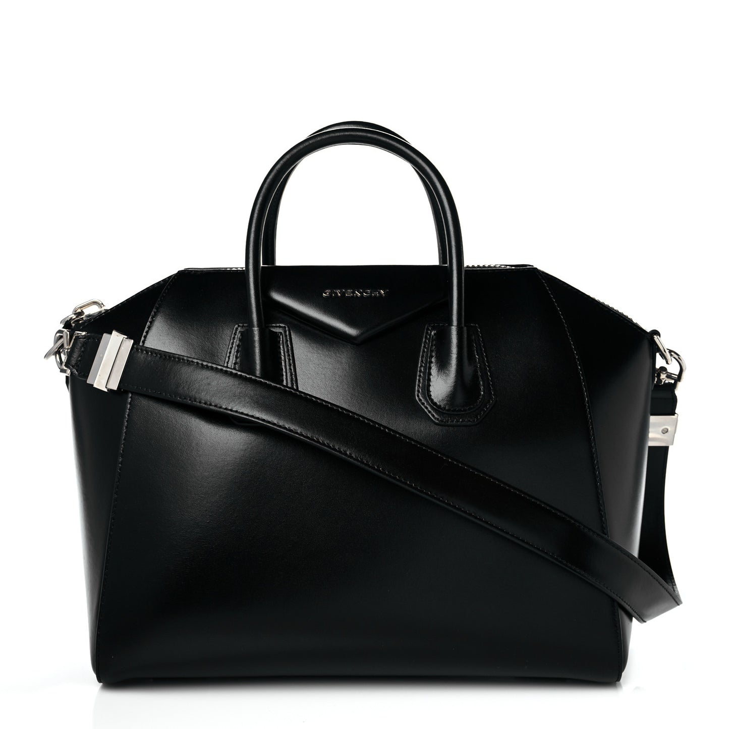 Shiny Lord Calfskin Medium Antigona Black
