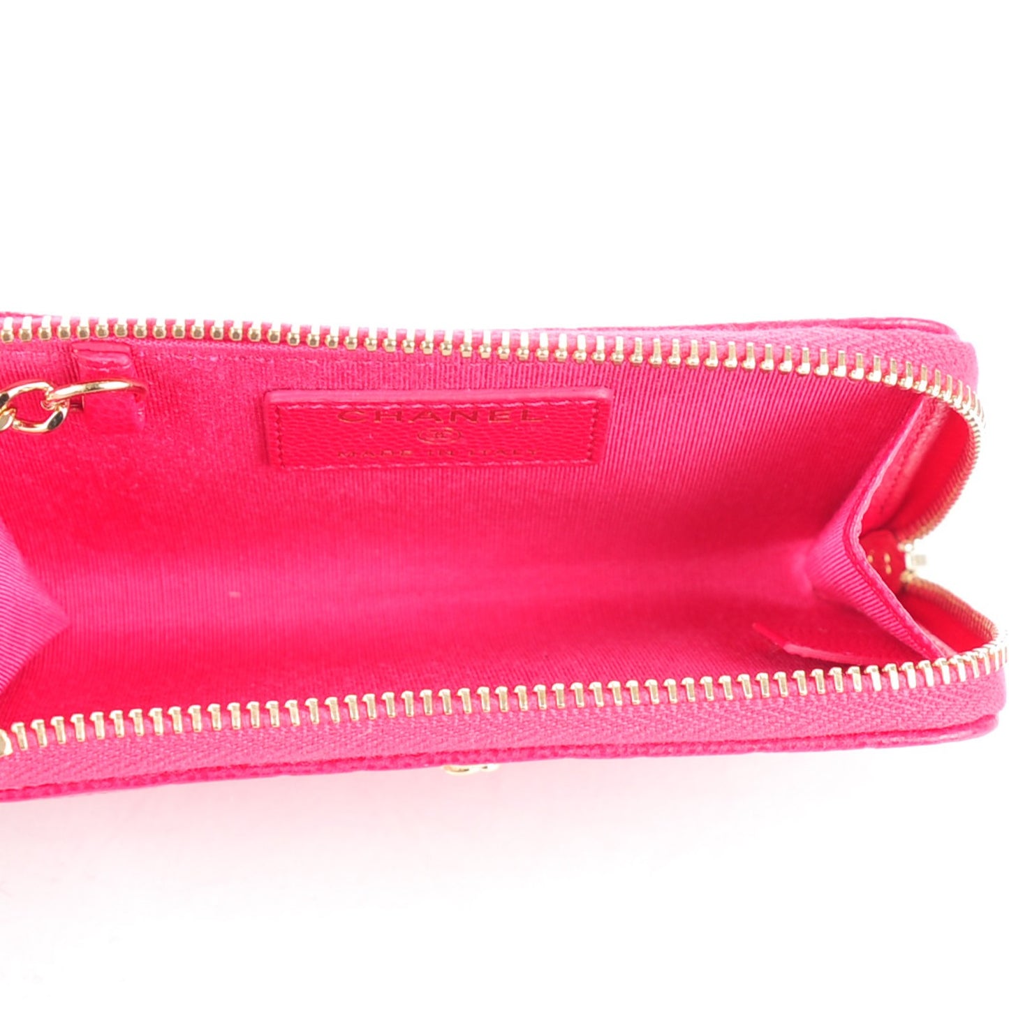 Caviar Camellia Embossed Key Holder Case Fuchsia