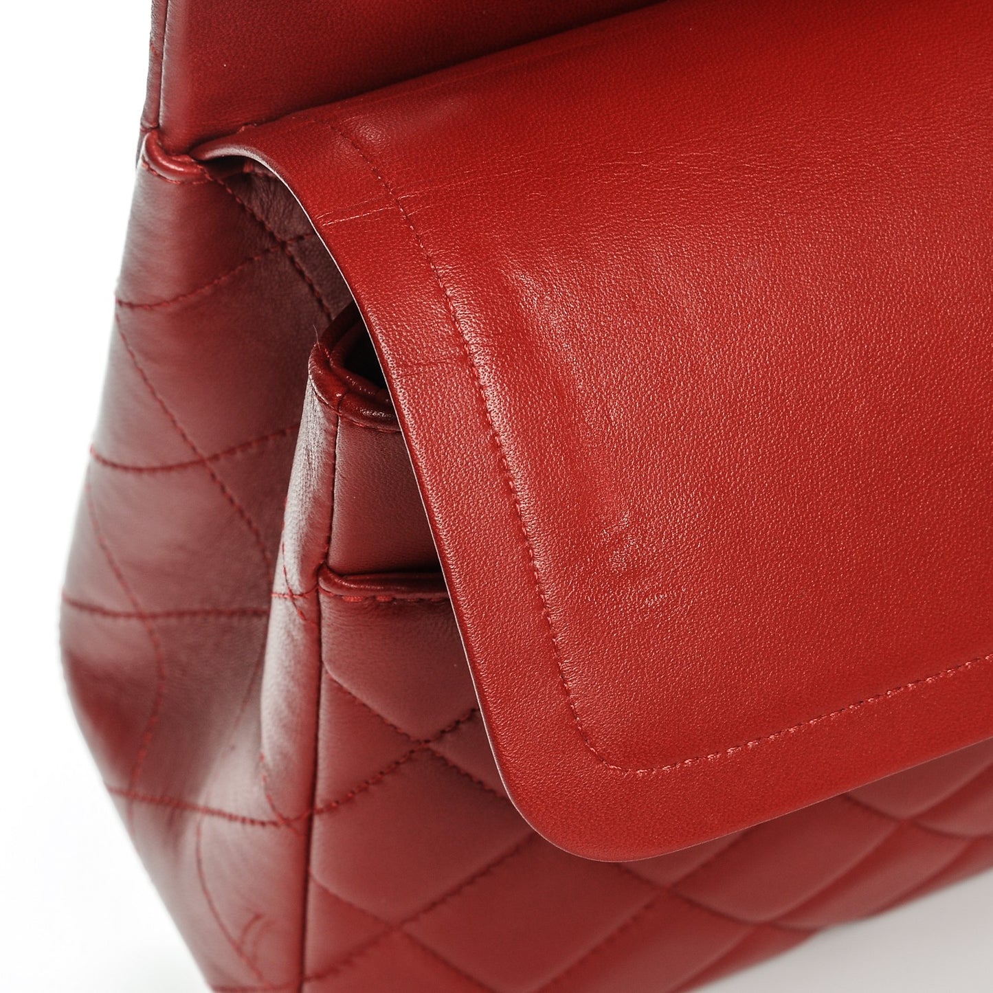Lambskin Quilted Jumbo Double Flap Red