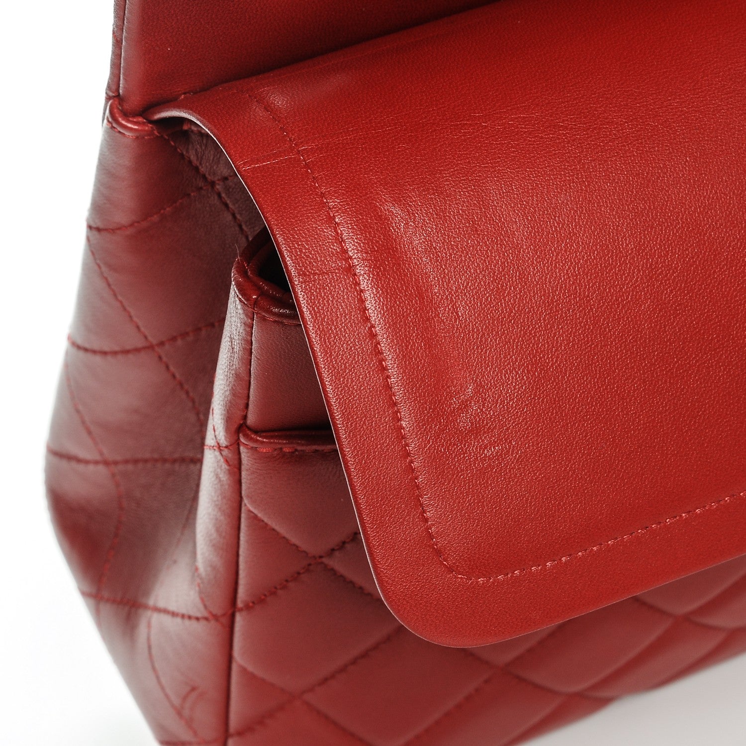 Chanel Lambskin Quilted Jumbo Double Flap Red 9 of 10