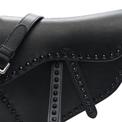 Christian Dior Calfskin Studded Saddle Bag With Strap Black 7 of 9