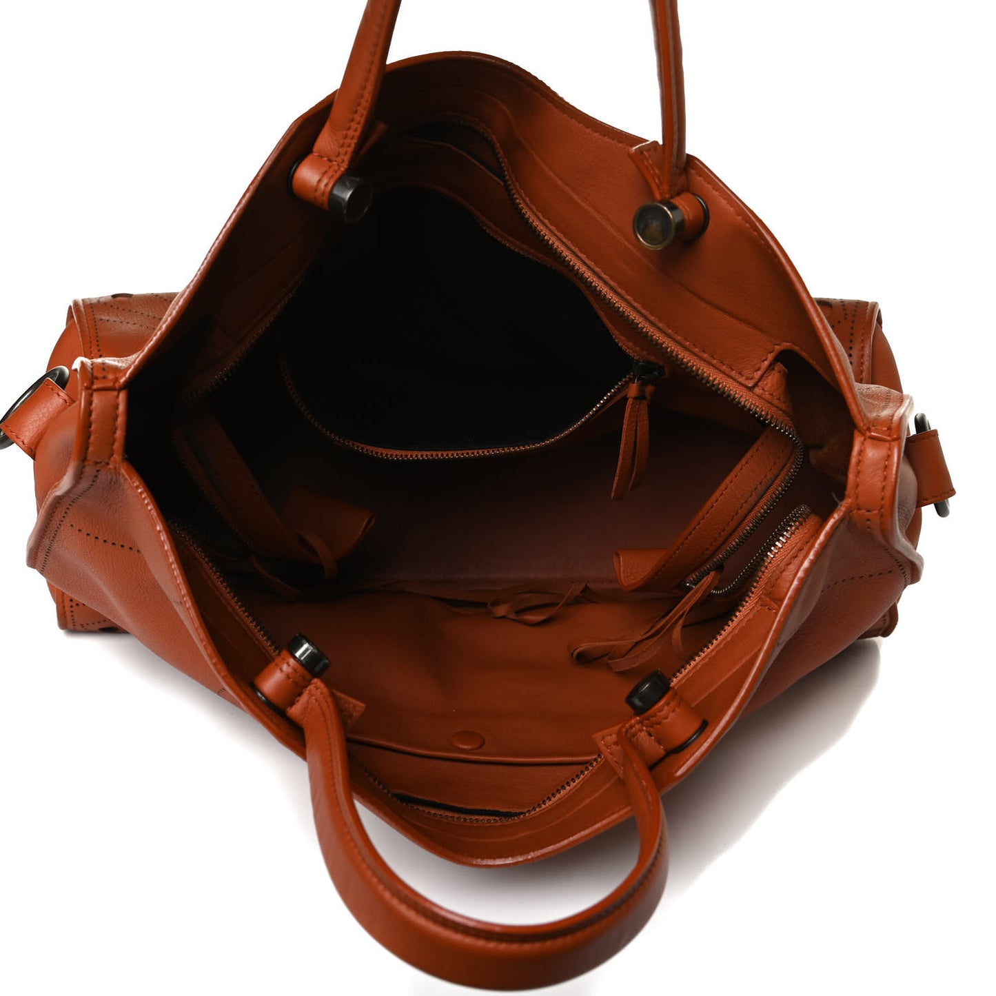 Veau Soyeux Perforated Blackout Hardware City Marron Caramel