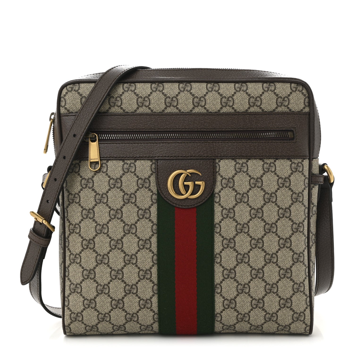 Gucci GG Supreme Monogram Web Medium Ophidia Messenger Bag Brown 1 of 10