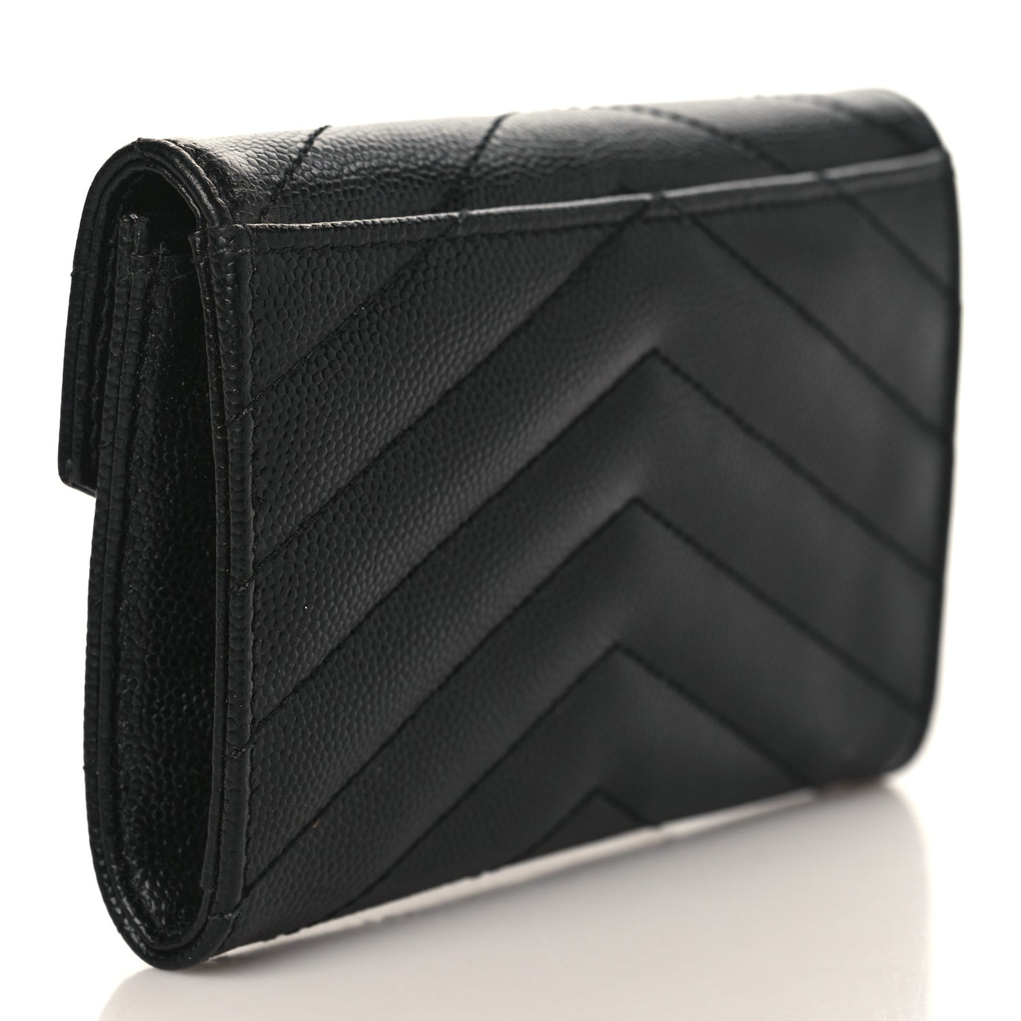 Grain De Poudre Matelasse Chevron Small Monogram Envelope Wallet Black