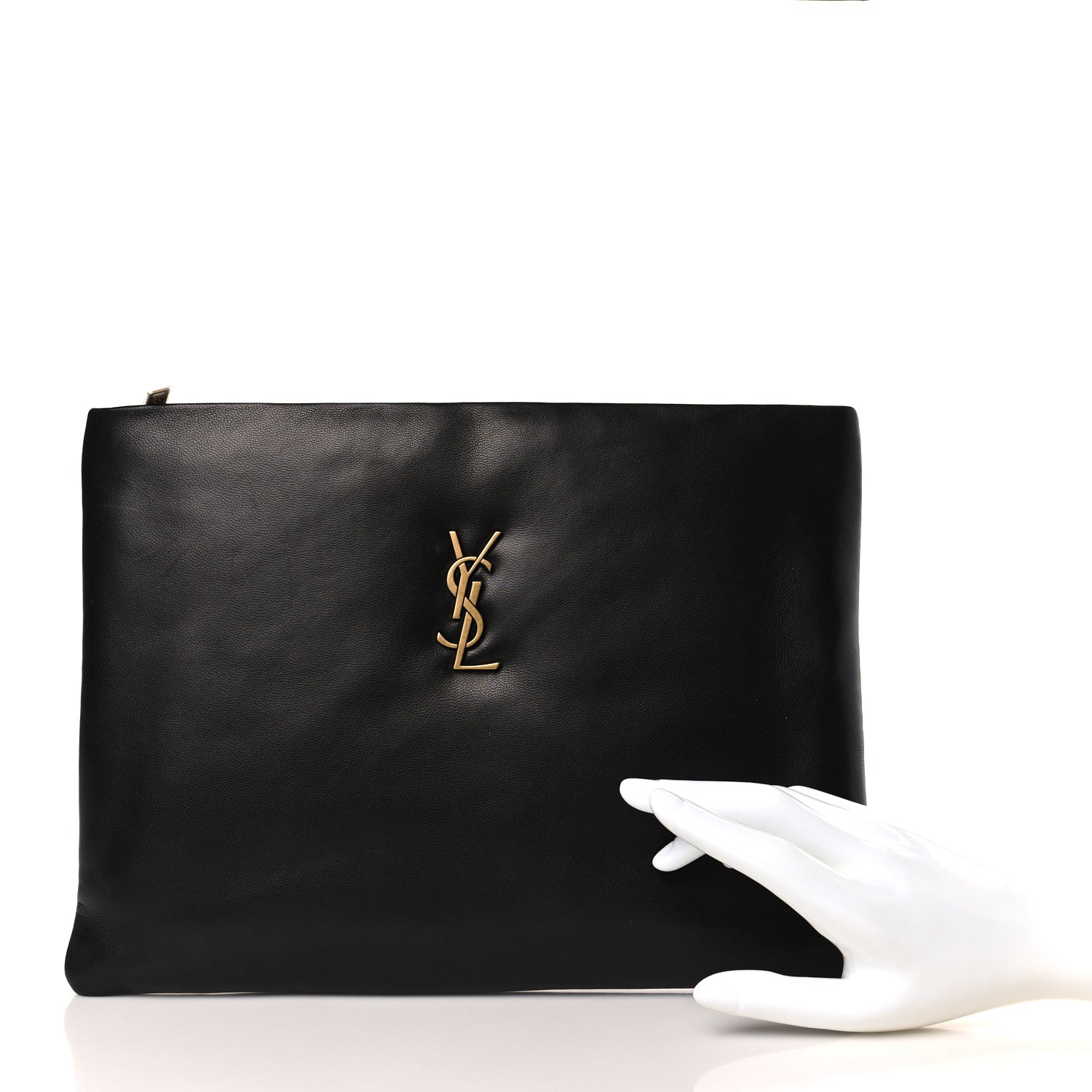 Saint Laurent Lambskin Small Calypso Pouch Black 2 of 9
