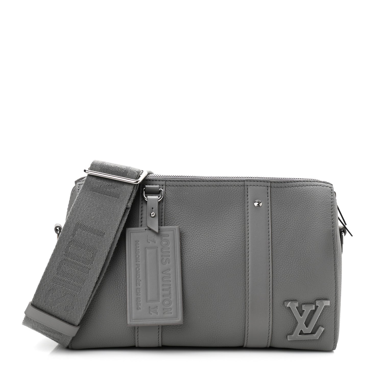 Grained Calfskin Aerogram City Keepall Gris