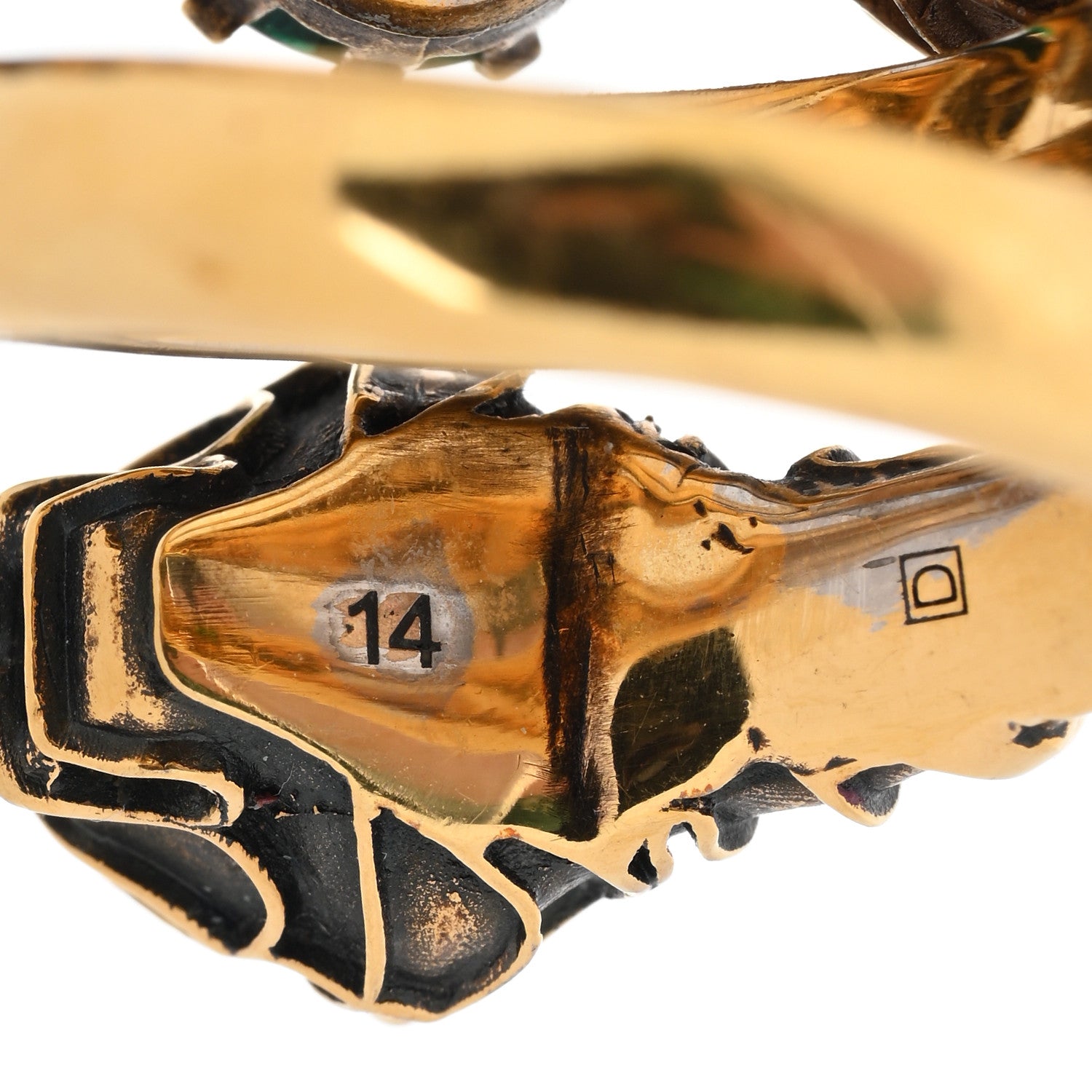 Gucci Crystal Tiger Heads Double Wrap Ring 53 6.25 Aged Gold 5 of 5