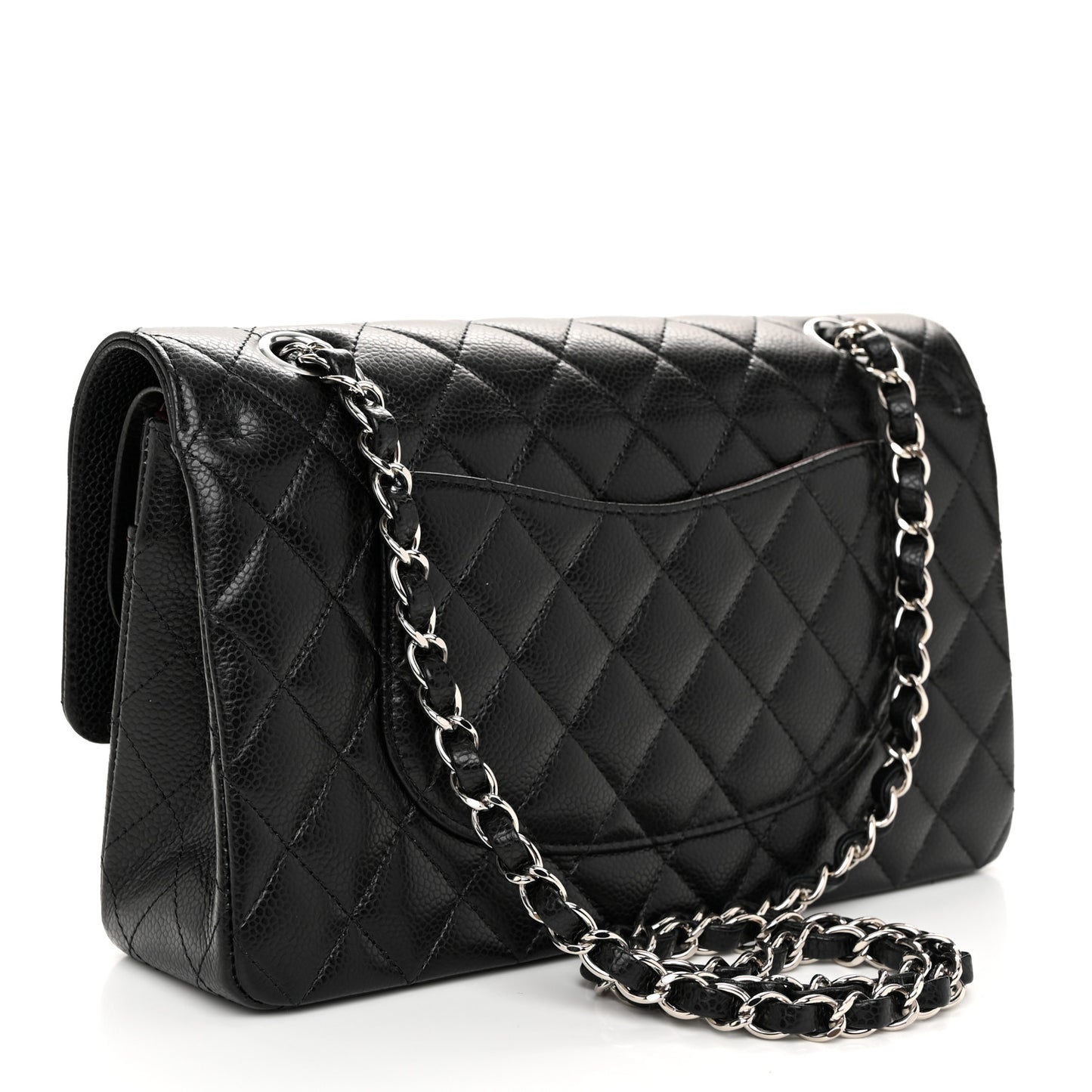 Caviar Quilted Medium Double Flap Black