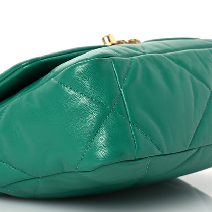 Chanel Goatskin Quilted Medium Chanel 19 Flap Green 10 of 12