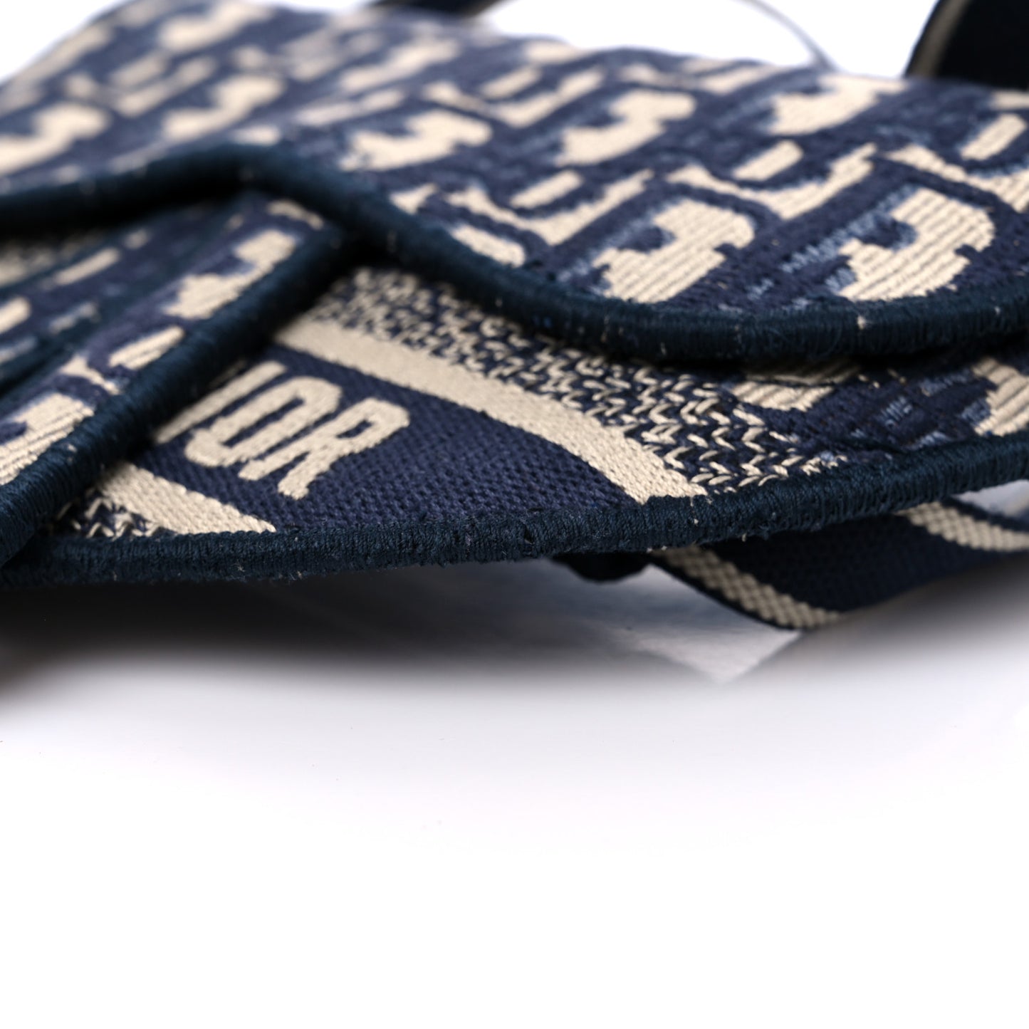 Oblique Embroidered Saddle Belt Pouch Blue