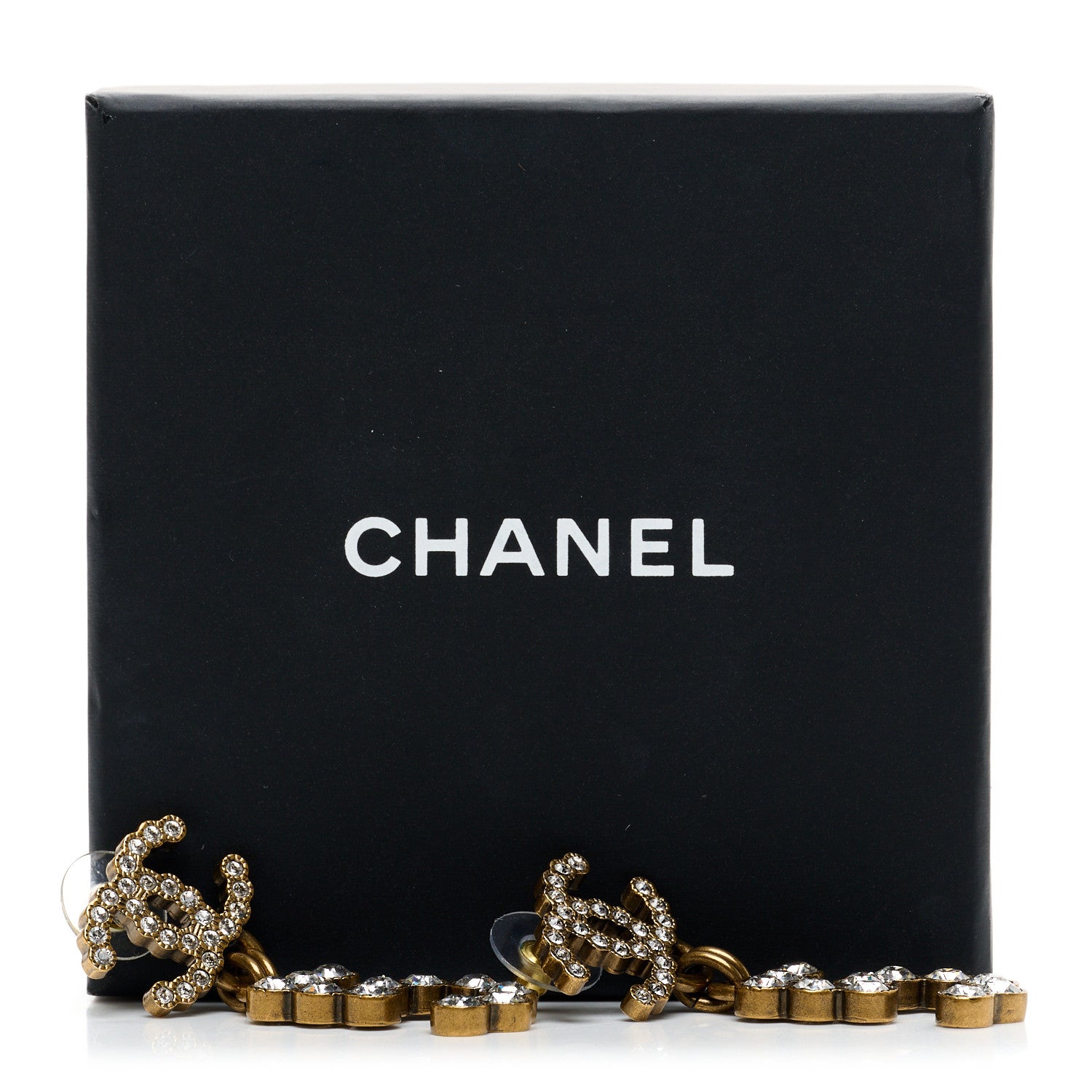 Chanel Metal Crystal City of Lights No 5 Drop Earrings Gold 5 of 5