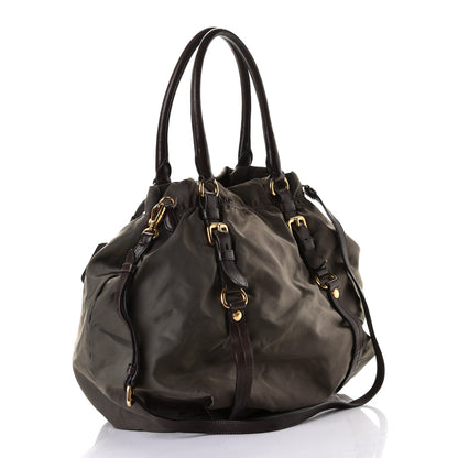 Prada Tessuto Nylon Jacquard Logo Tote Fumo 2 of 11