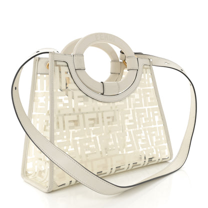 Fendi TPU FF Vitello Century Plexiglass Small Runaway Shopper Tote White 3 of 16