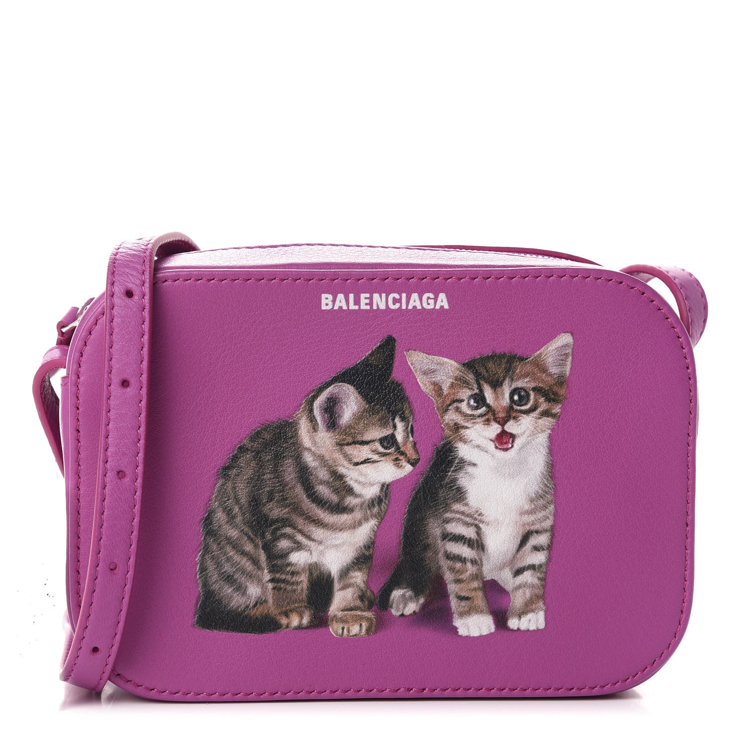 Balenciaga Calfskin Kittens Logo XS Everyday Camera Bag Fuchsia 1 of 10