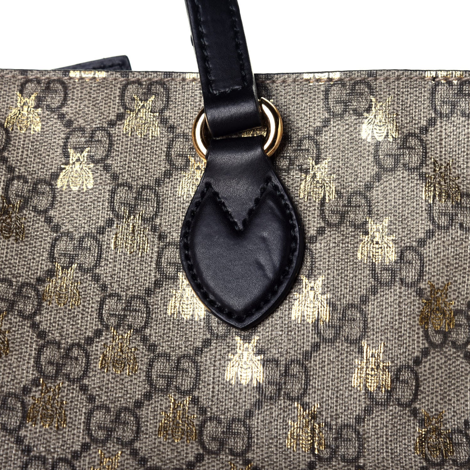 Gucci Soft GG Supreme Monogram Bees Small Crossbody Tote Beige Oro Black 11 of 11