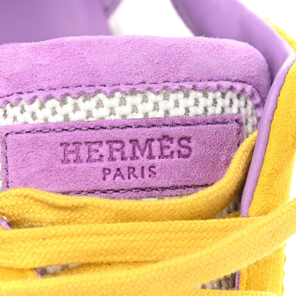 Hermes Air Mesh Suede Goatskin Bouncing Sneakers 36.5 White Multicolor 9 of 10