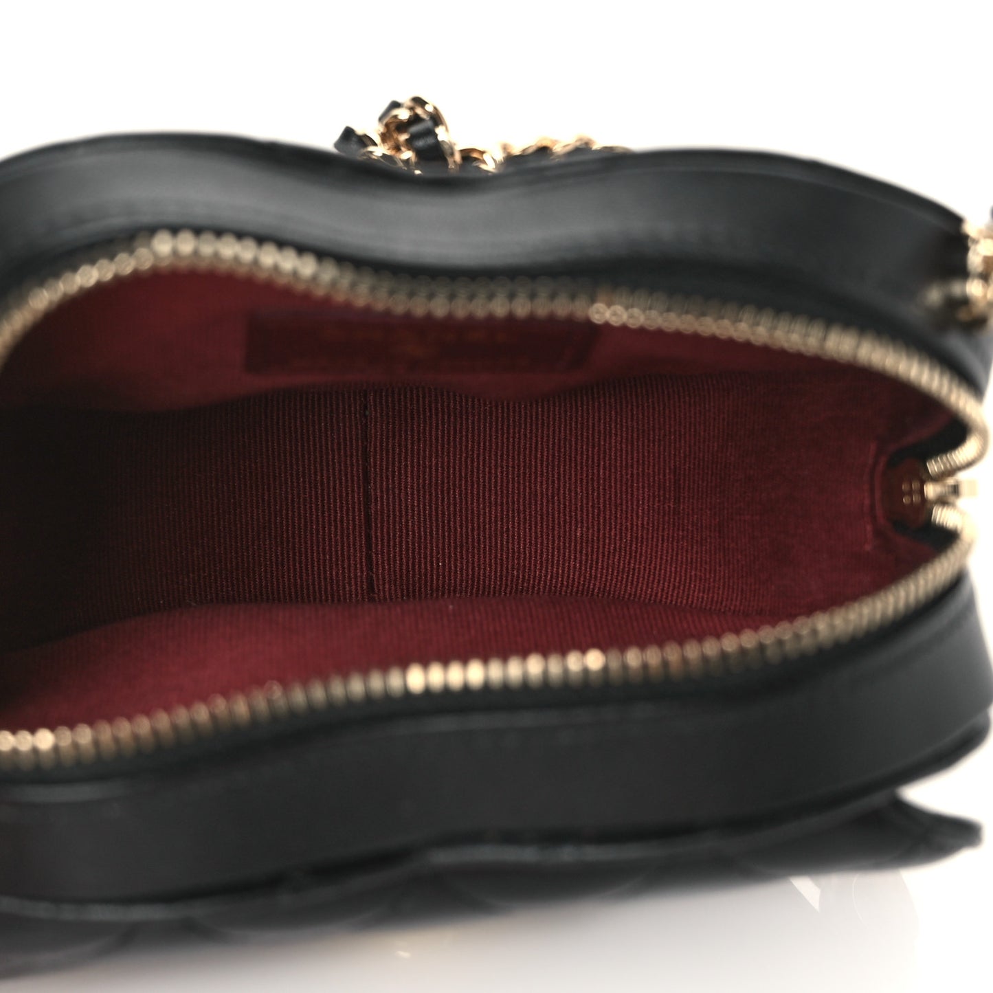 Lambskin Quilted CC In Love Heart Clutch With Chain Black