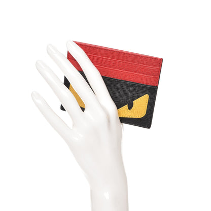 Fendi Vitello Elite Monster Eyes Card Holder Black Yellow Red 2 of 8