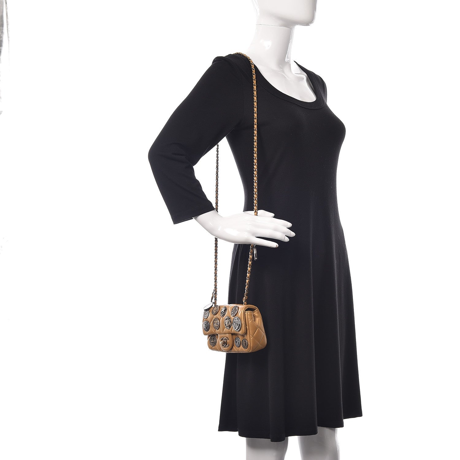 Chanel Metallic Lambskin Quilted Extra Mini Medallion Flap Gold 2 of 19